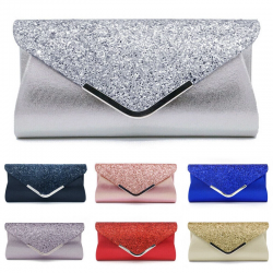 2022 High Quality PU Leather Women Lady Sequins Clutch Bag Evening Wedding Party Prom Handbag Purse Wallet Shinny Shoulder Bags